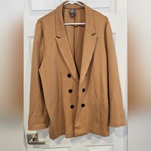 Worthington Women's Camel Double-Breasted Blazer- XXL